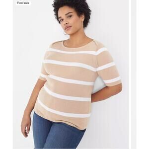 Fitted Striped Boatneck Sweater LaneBryant
